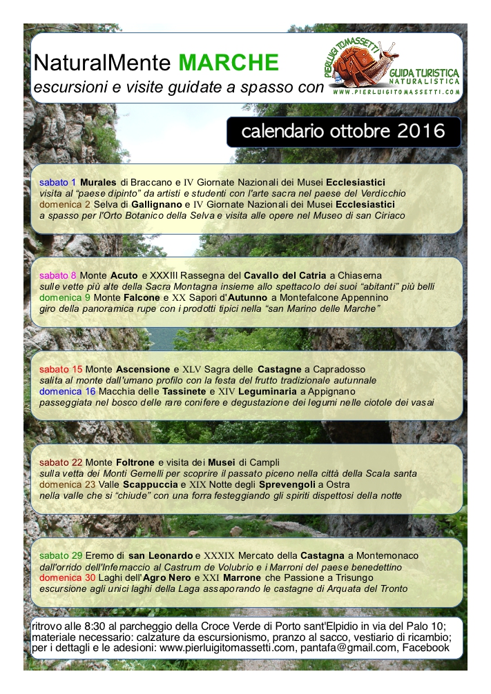 calendario escursioni e passeggiate di ottobre